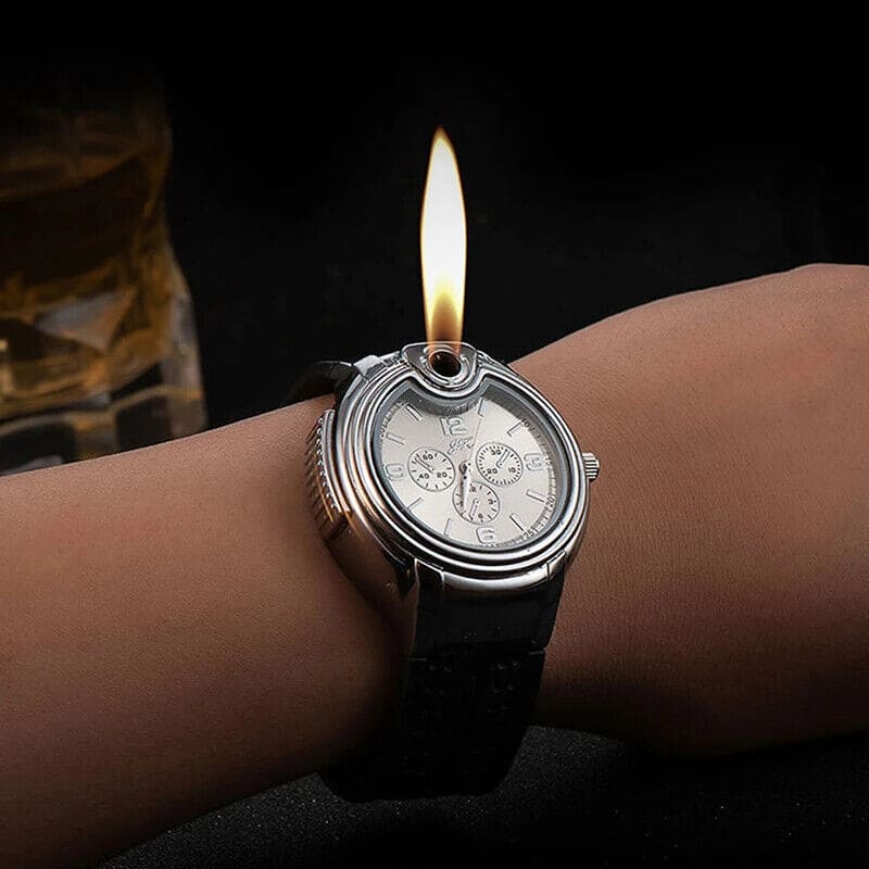 Wrist Watch Inflatable Lighter, 2 In 1 Cigarette Lighter, Cyclic Inflatable Flame Adjustable Lighter, Multifunctional Metal Open Frame Watch Lighter, Men's Sports Watch Gas Lighter Wrist Watch Inflatable Lighter, 2 In 1 Cigarette Lighter, Cyclic Inflatable Flame Adjustable Lighter, Multifunctional Metal Open Frame Watch Lighter, Men's Sports Watch Gas Lighter